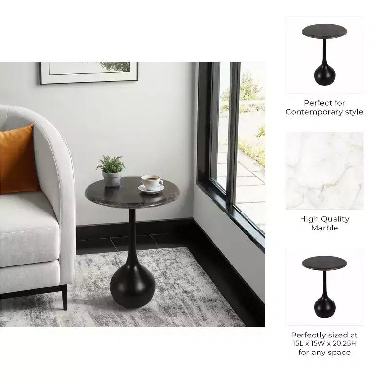 Tavolino d'appoggio in marmo per l'arredamento di casa - Tavolino decorativo piccolo per comodino, letto e soggiorno