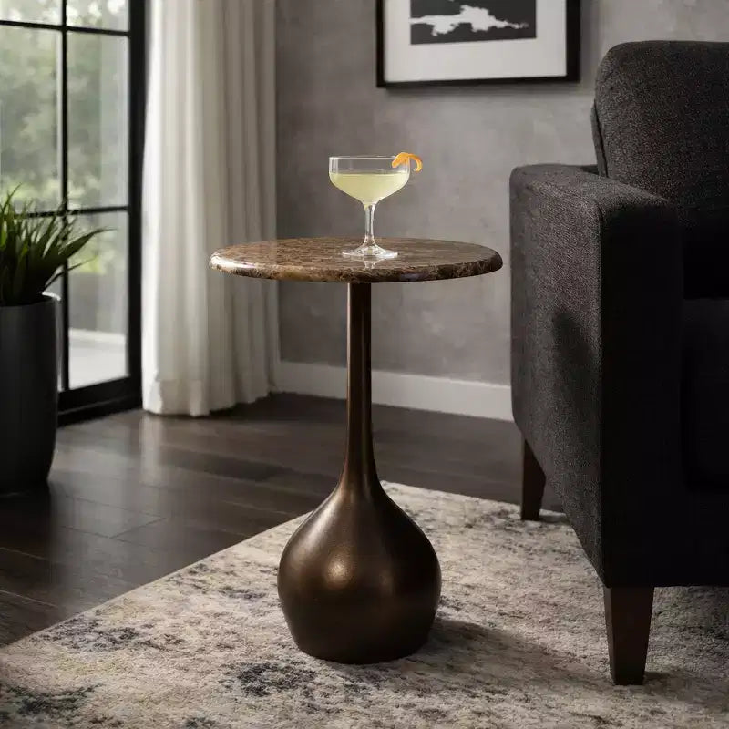 Tavolino d'appoggio in marmo per l'arredamento di casa - Tavolino decorativo piccolo per comodino, letto e soggiorno