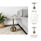 Tavolino d'appoggio in marmo per l'arredamento di casa - Tavolino decorativo piccolo per comodino, letto e soggiorno