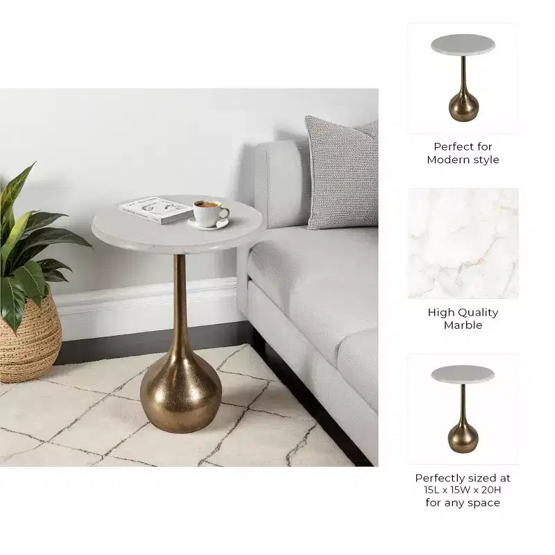 Tavolino d'appoggio in marmo per l'arredamento di casa - Tavolino decorativo piccolo per comodino, letto e soggiorno