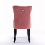 Sedie da pranzo Harrington Collection in velluto trapuntato moderno, gambe in legno massello con borchie, set di 2 sedie laterali imbottite contemporanee, rosa