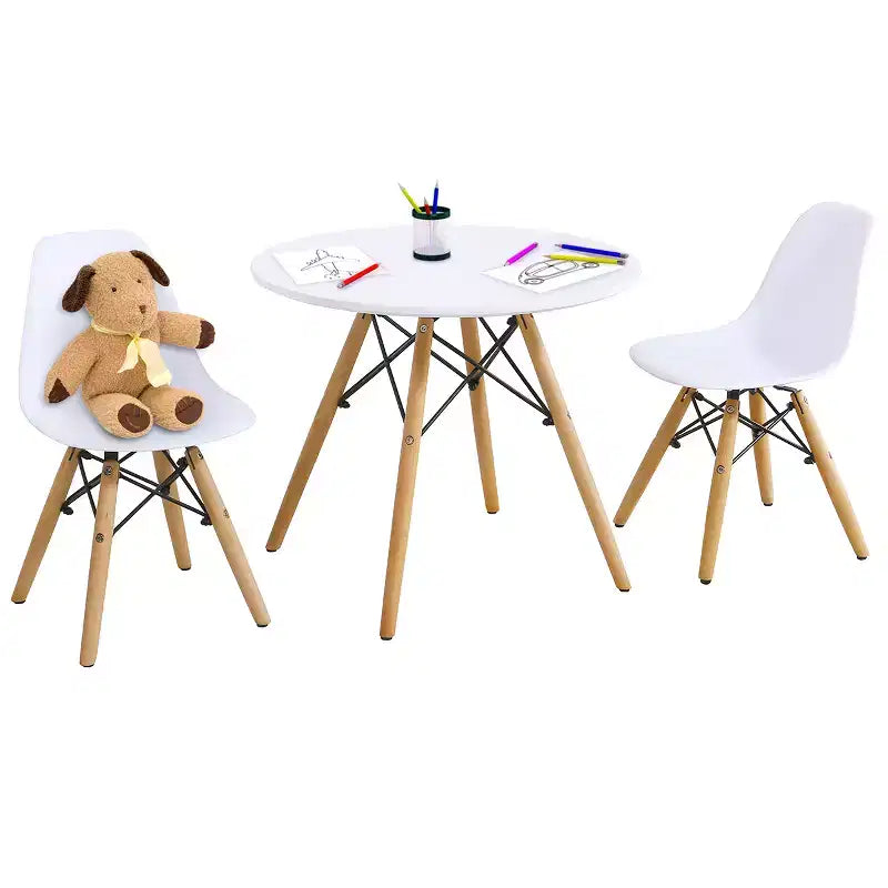 Costway Set Tavolo e 2 Sedie per Bambini con Costruzione Solida, Tavolo da Pranzo per Bambini Stile Mid-Century