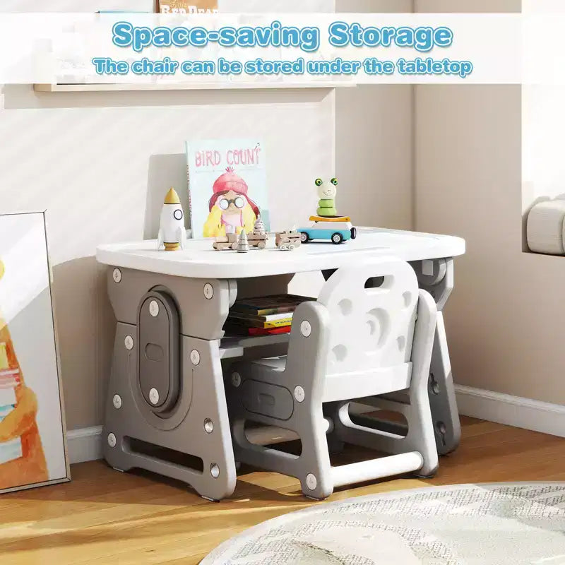 Set Tavolo e Sedie per Bambini Costway Regolabile in Altezza Tavolo da Disegno per Bambini con Leggio