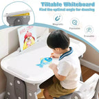 Set Tavolo e Sedie per Bambini Costway Regolabile in Altezza Tavolo da Disegno per Bambini con Leggio