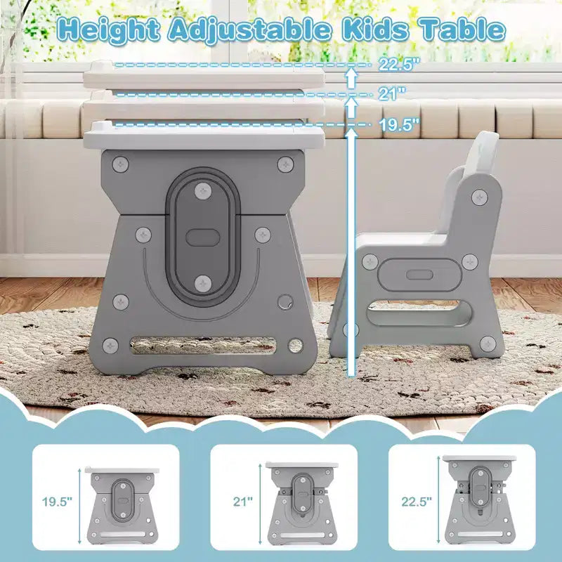Set Tavolo e Sedie per Bambini Costway Regolabile in Altezza Tavolo da Disegno per Bambini con Leggio