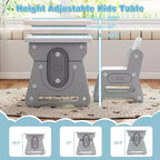 Set Tavolo e Sedie per Bambini Costway Regolabile in Altezza Tavolo da Disegno per Bambini con Leggio