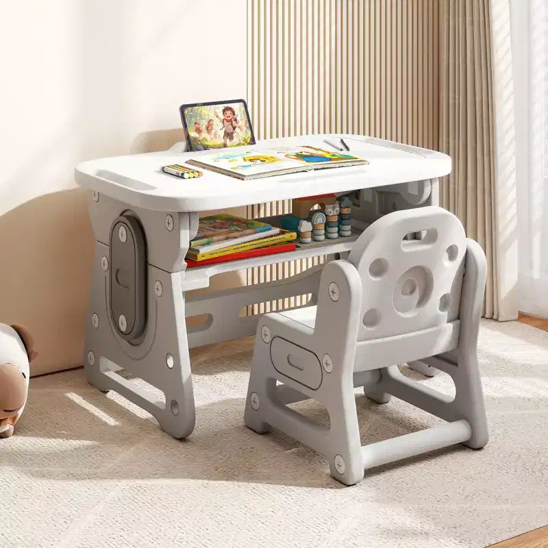 Set Tavolo e Sedie per Bambini Costway Regolabile in Altezza Tavolo da Disegno per Bambini con Leggio