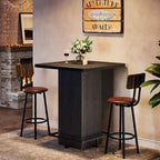 Tavolo da bar quadrato Lantine, tavolo da bistrò in legno alto 99,99 cm con poggiapiedi in metallo per sala da pranzo, caffè, cocktail, soggiorno, piccoli spazi