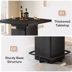 Tavolo da bar quadrato Lantine, tavolo da bistrò in legno alto 99,99 cm con poggiapiedi in metallo per sala da pranzo, caffè, cocktail, soggiorno, piccoli spazi