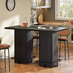 Tavolo da bar quadrato Lantine, tavolo da bistrò in legno alto 99,99 cm con poggiapiedi in metallo per sala da pranzo, caffè, cocktail, soggiorno, piccoli spazi