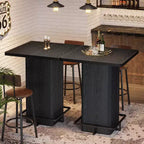 Tavolo da bar quadrato Lantine, tavolo da bistrò in legno alto 99,99 cm con poggiapiedi in metallo per sala da pranzo, caffè, cocktail, soggiorno, piccoli spazi