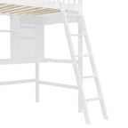 Luxystar Letto a soppalco singolo moderno con scrivania, scaffali e scaletta regolabile