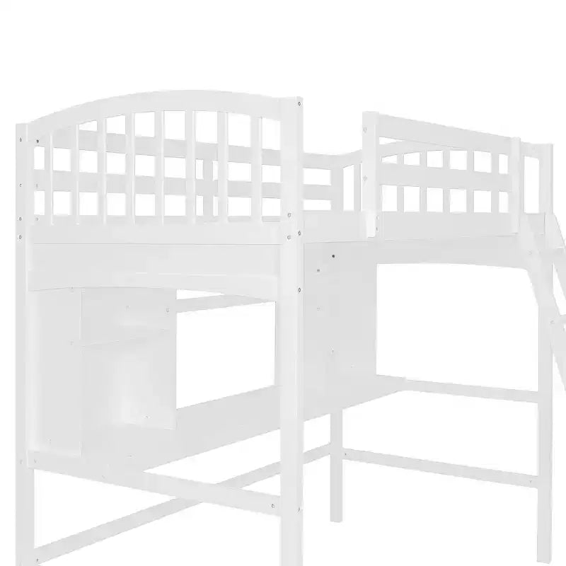 Luxystar Letto a soppalco singolo moderno con scrivania, scaffali e scaletta regolabile