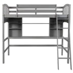 Luxystar Letto a soppalco singolo moderno con scrivania, scaffali e scaletta regolabile