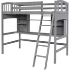 Luxystar Letto a soppalco singolo moderno con scrivania, scaffali e scaletta regolabile