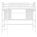 Luxystar Letto a soppalco singolo moderno con scrivania, scaffali e scaletta regolabile