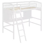 Luxystar Letto a soppalco singolo moderno con scrivania, scaffali e scaletta regolabile