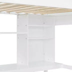 Luxystar Letto a soppalco singolo moderno con scrivania, scaffali e scaletta regolabile