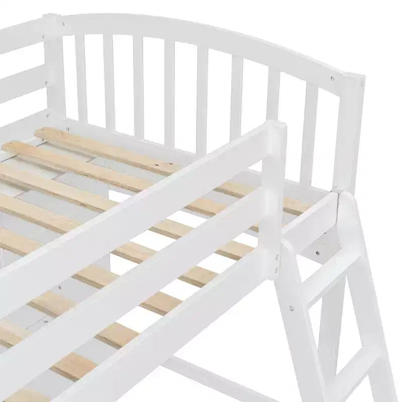Luxystar Letto a soppalco singolo moderno con scrivania, scaffali e scaletta regolabile