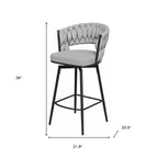 HomeRoots Set di Due Sgabelli da Bar Girevoli Altezza Bancone da 26 Pollici in Tessuto e Metallo Grigio e Nero