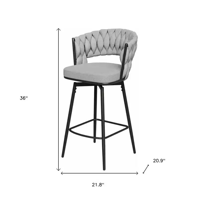 HomeRoots Set di Due Sgabelli da Bar Girevoli Altezza Bancone da 26 Pollici in Tessuto e Metallo Grigio e Nero