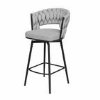 HomeRoots Set di Due Sgabelli da Bar Girevoli Altezza Bancone da 26 Pollici in Tessuto e Metallo Grigio e Nero