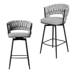 HomeRoots Set di Due Sgabelli da Bar Girevoli Altezza Bancone da 26 Pollici in Tessuto e Metallo Grigio e Nero