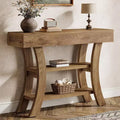 Lantine 41-Inch Small Console Table for Entryway, 3-Tier Narrow Rustic Sofa Table with Storage Shelves for Living Room, Hallway, Foyer, Oak Brown