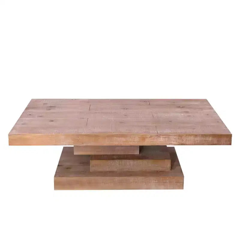 Tavolino da caffè rettangolare GDFStudio Halston moderno rustico in legno con base a blocchi