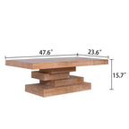 Tavolino da caffè rettangolare GDFStudio Halston moderno rustico in legno con base a blocchi
