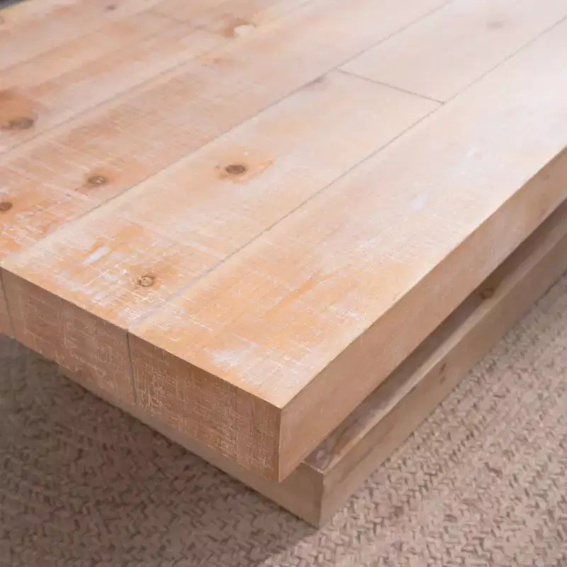 Tavolino da caffè rettangolare GDFStudio Halston moderno rustico in legno con base a blocchi