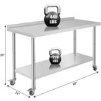 Tavolo da Lavoro in Acciaio Inox 60x24x35, Tavolo da Preparazione Resistente con Ripiano Inferiore Regolabile per Cucina, Ristorante, Casa, Hotel e Postazione di Lavoro.