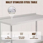 Tavolo da Lavoro in Acciaio Inox 60x24x35, Tavolo da Preparazione Resistente con Ripiano Inferiore Regolabile per Cucina, Ristorante, Casa, Hotel e Postazione di Lavoro.