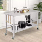 Tavolo da Lavoro in Acciaio Inox 60x24x35, Tavolo da Preparazione Resistente con Ripiano Inferiore Regolabile per Cucina, Ristorante, Casa, Hotel e Postazione di Lavoro.