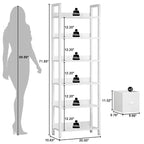 Libreria moderna a 6 ripiani alta 180 cm con due cassetti, scaffale autoportante in legno e metallo, organizer per casa, ufficio e soggiorno, colore bianco