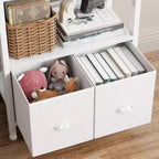 Libreria moderna a 6 ripiani alta 180 cm con due cassetti, scaffale autoportante in legno e metallo, organizer per casa, ufficio e soggiorno, colore bianco