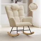 High Back Stuffed Upholstered Rocking Chair for Living Room, Bedroom & Office  Comfortable Glider Accent Armchair  Soft Fleece Fabric  No Ottoman