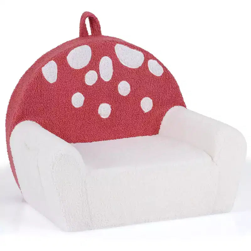 Costway Kids Couch, Toddler Foam Sofa with Soft & Machine-Washable Teddy Fleece Cover Pink + Beige