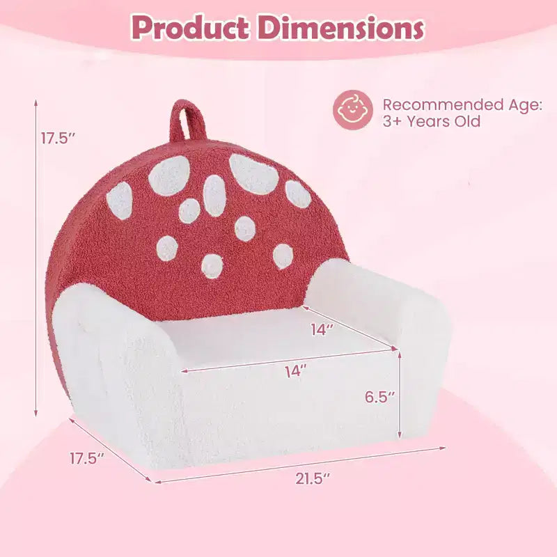 Divano per bambini Costway, divano in schiuma per bambini con morbida fodera in pile Teddy lavabile in lavatrice, rosa + beige