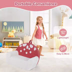 Divano per bambini Costway, divano in schiuma per bambini con morbida fodera in pile Teddy lavabile in lavatrice, rosa + beige