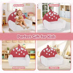 Divano per bambini Costway, divano in schiuma per bambini con morbida fodera in pile Teddy lavabile in lavatrice, rosa + beige