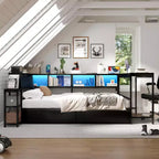 GDFStudio Letto ad angolo moderno Curme con libreria e 2 cassetti portaoggetti sottoletto