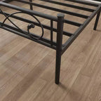 Struttura Letto a Piattaforma Matrimoniale Francese in Metallo con Testiera e Pediera Design a Pugno, Contenitore Sottoletto