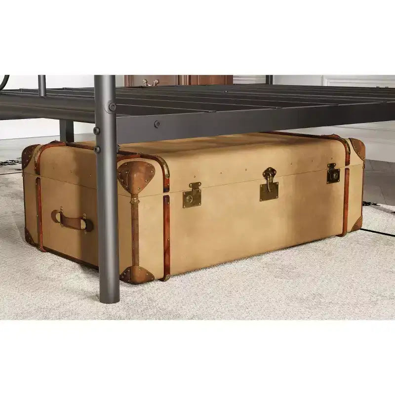 Struttura Letto a Piattaforma Matrimoniale Francese in Metallo con Testiera e Pediera Design a Pugno, Contenitore Sottoletto