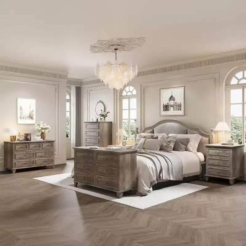 Cassettiera moderna a 7 cassetti per camera da letto Ampio comò Cassetti con ampio spazio Piano in legno resistente all'acqua Maniglie in metallo Scrivania ispessita