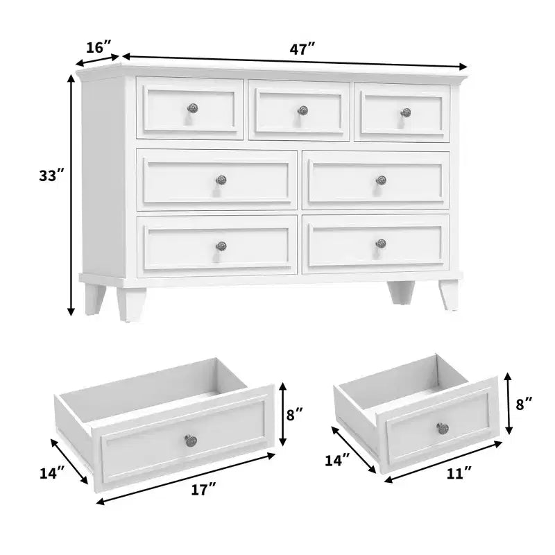 Cassettiera moderna a 7 cassetti per camera da letto Ampio comò Cassetti con ampio spazio Piano in legno resistente all'acqua Maniglie in metallo Scrivania ispessita