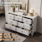Cassettiera moderna a 7 cassetti per camera da letto Ampio comò Cassetti con ampio spazio Piano in legno resistente all'acqua Maniglie in metallo Scrivania ispessita
