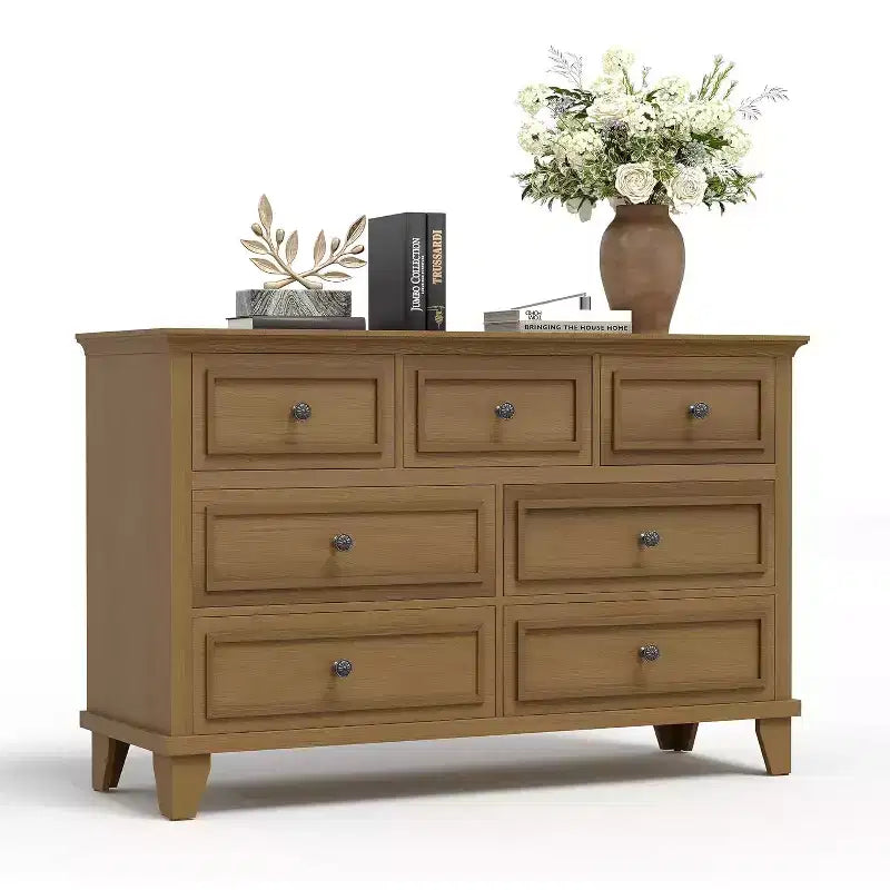 Cassettiera moderna a 7 cassetti per camera da letto Ampio comò Cassetti con ampio spazio Piano in legno resistente all'acqua Maniglie in metallo Scrivania ispessita