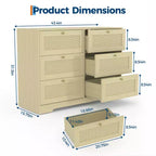 Comò moderno a 6 cassetti in rattan, Rovere Naturale, Organizer per armadio in legno, Design Bohemien e maniglie in legno