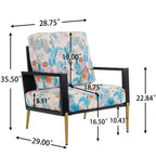 Poltrona da salotto FurnitureR con stampa floreale e gambe in metallo, poltroncina moderna imbottita per soggiorno, camera da letto o angolo lettura